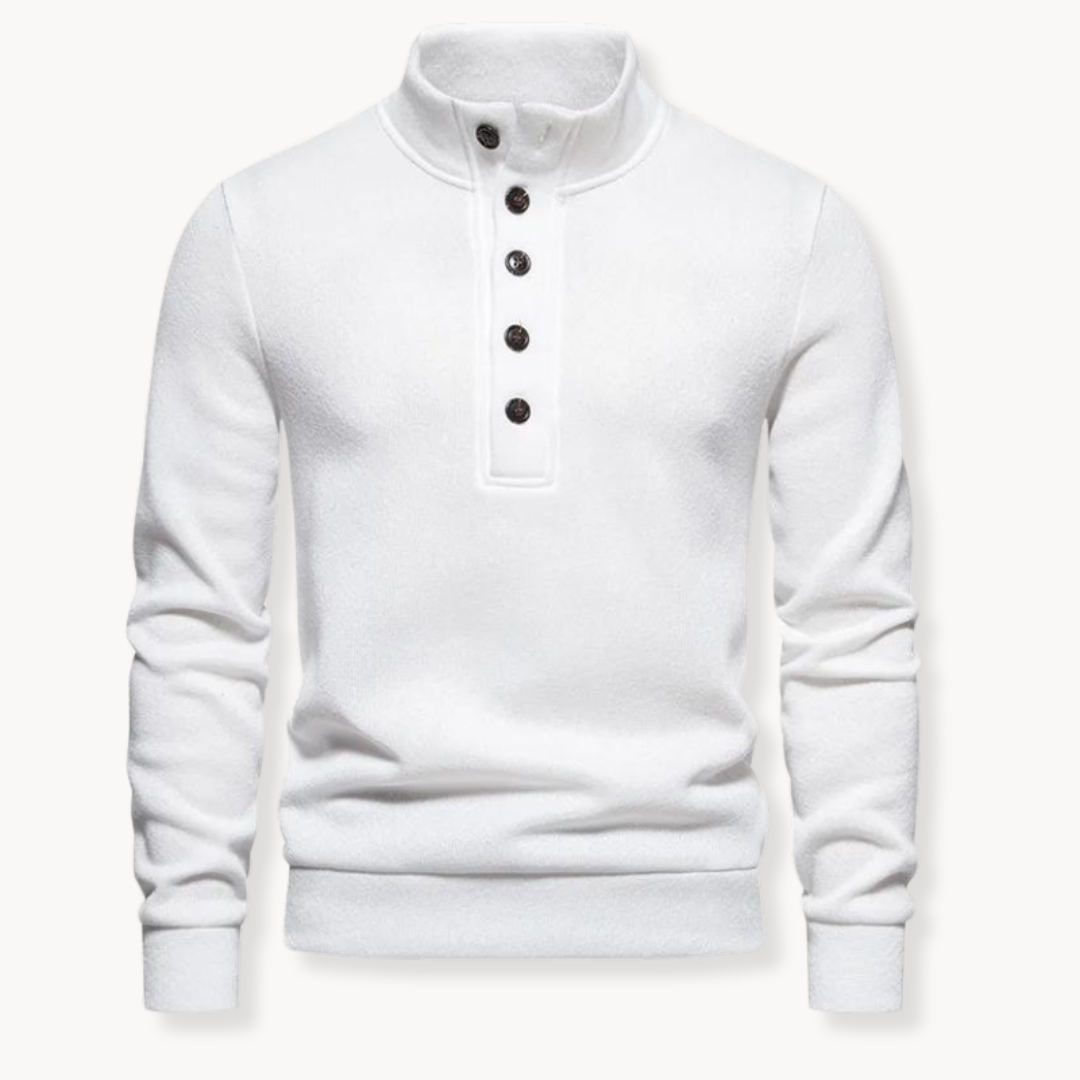 Maglioni Uomo | Maglione a Maglia con Collo Henley | Bottoni Eleganti