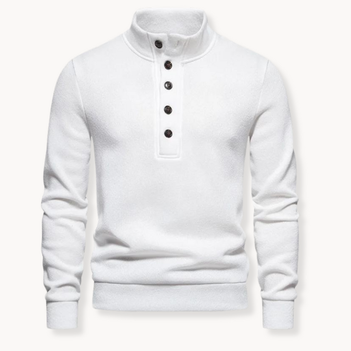 Maglioni Uomo | Maglione a Maglia con Collo Henley | Bottoni Eleganti