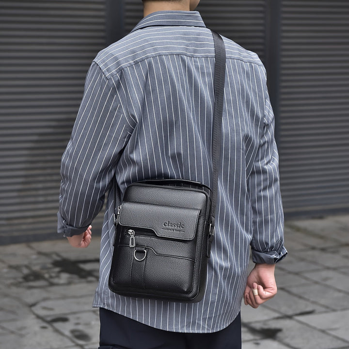 Borsa a Spalla da Uomo | Look Business Vintage | Design a Più Scomparti & Cintura Rimovibile