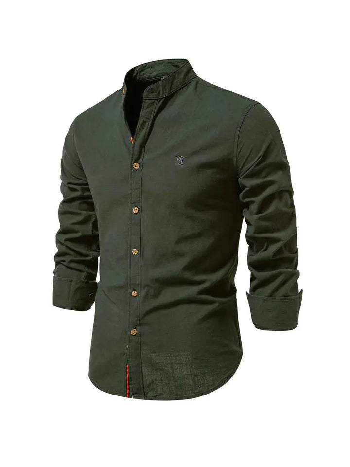 Camicia da Uomo | 100% Cotone-Lino | Casual e Traspirante | Maniche Lunghe & Colletto Classico