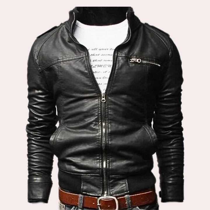 Giacca Uomo in PU | Slim-Fit | Colletto Alto | Zip