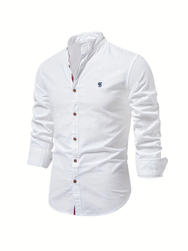 Camicia da Uomo | 100% Cotone-Lino | Casual e Traspirante | Maniche Lunghe & Colletto Classico