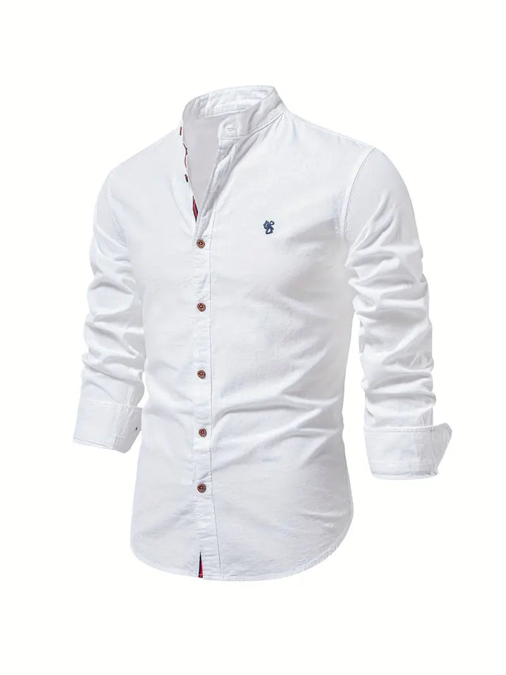 Camicia da Uomo | 100% Cotone-Lino | Casual e Traspirante | Maniche Lunghe & Colletto Classico