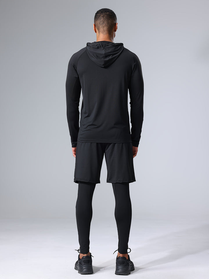 Set Sportivo Uomini 4 Pezzi | Traspirante & Asciugatura Rapida | Fit Slim | Colore Unito