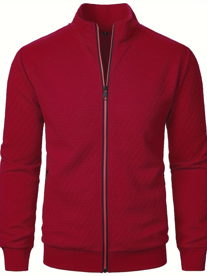 Giacca Uomo Casual con Zip | Colletto Alto | Tessuto Jacquard | Primavera-Autunno
