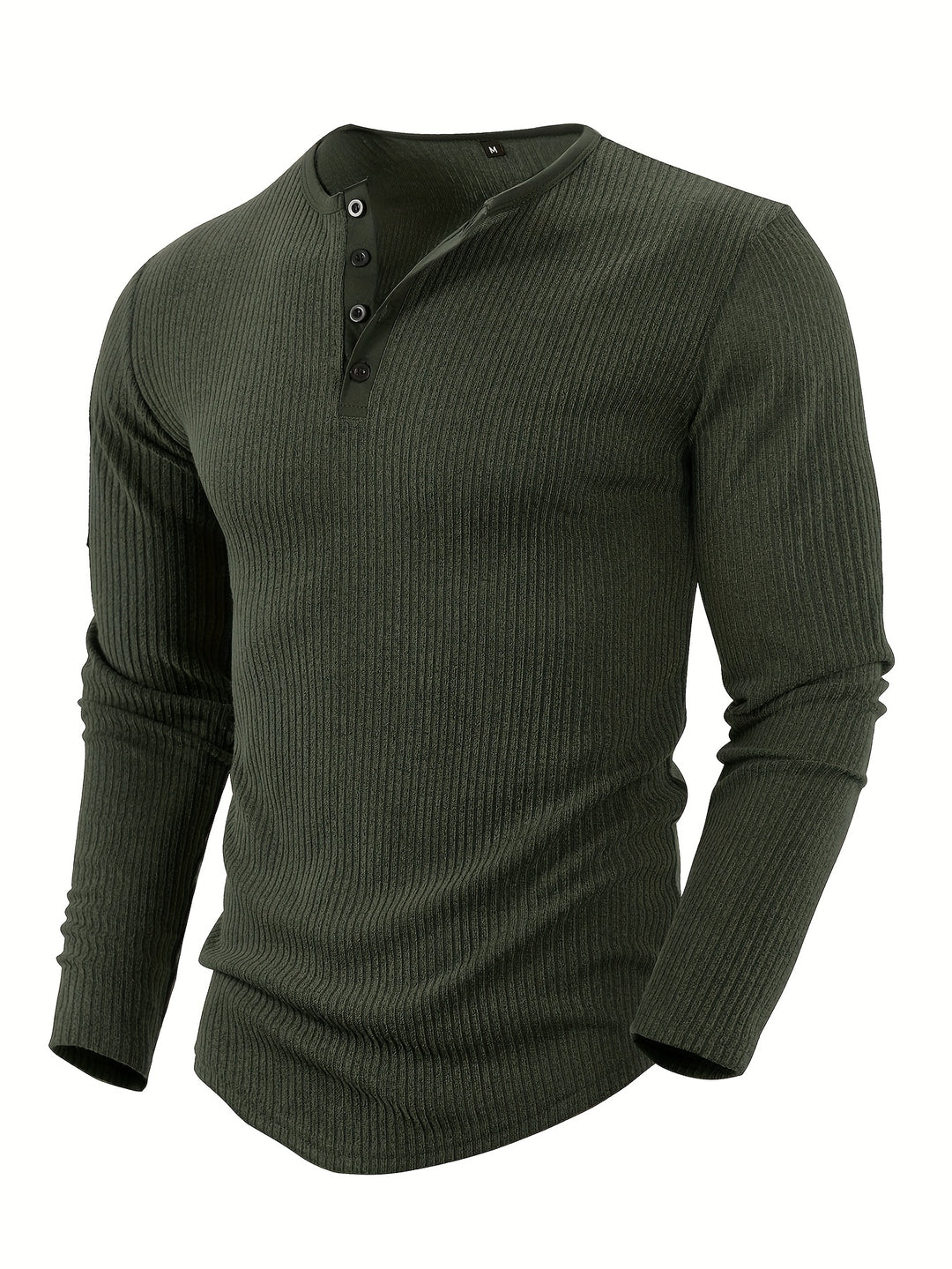Maglia Henley Uomo a Righe Verticali | Collo Tondo con Quattro Bottoni | Traspirante e Versatile | Poliestere