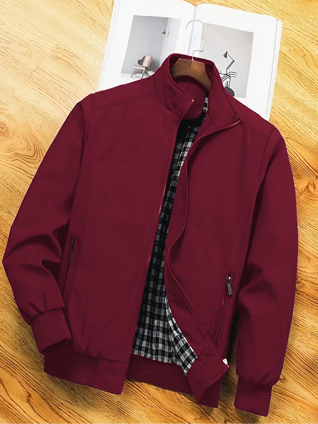 Giacca in Poliestere Uomo | Collo Alto & Chiusura Lampo | Casual & Lavoro | Primavera & Autunno