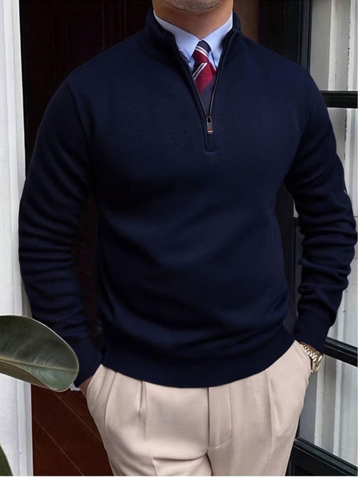 Maglione Uomo a Maglia | Collo a V con Mezza Zip | Maniche Lunghe | Poliestere