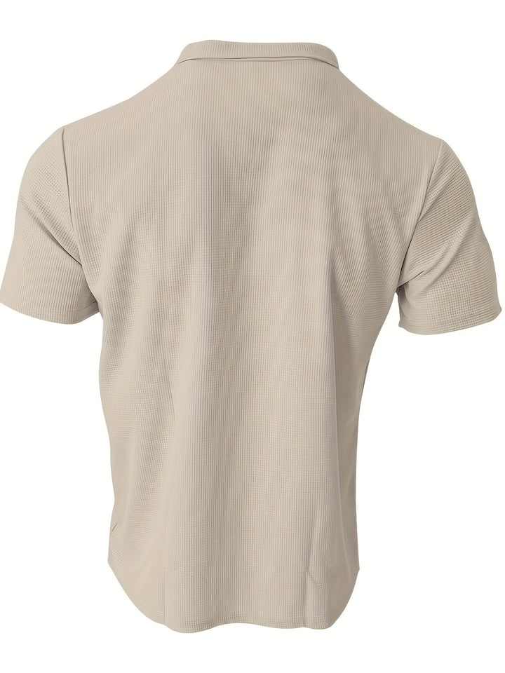 Polo Uomo | Colore Unito & Texture a Rete | Colletto Confortevole | Traspirante & Casual