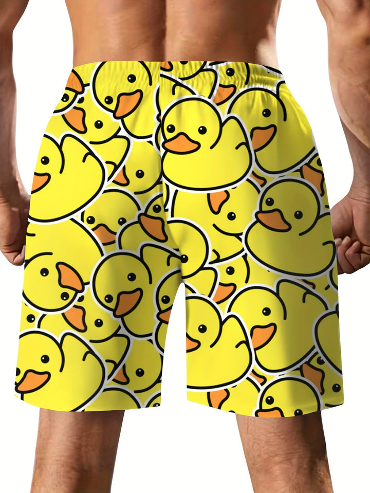 Pantaloni Corti Uomo | Stampa Digitale Anatra Cartoon | Casual & Creativo | Con Coulisse e Tasche