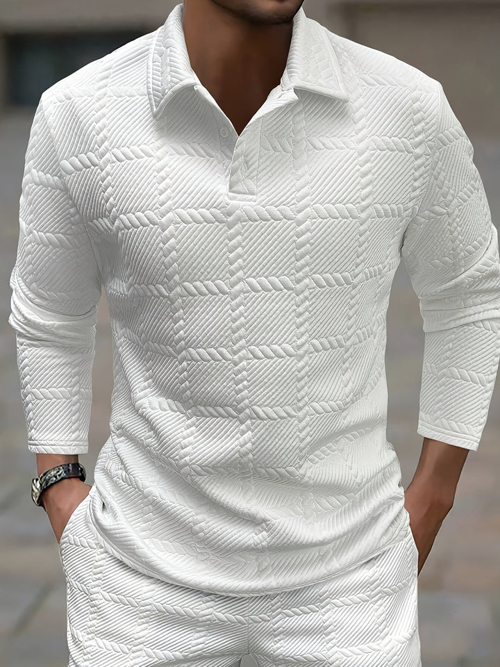 Polo da Uomo | Jacquard Lavorato a Maglia | Elegante & Casual | Primavera & Autunno