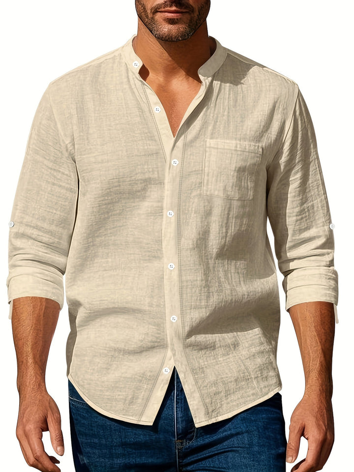 Camicia da Uomo | Lino & Traspirante | Maniche Lunghe | Stile Hawaiano