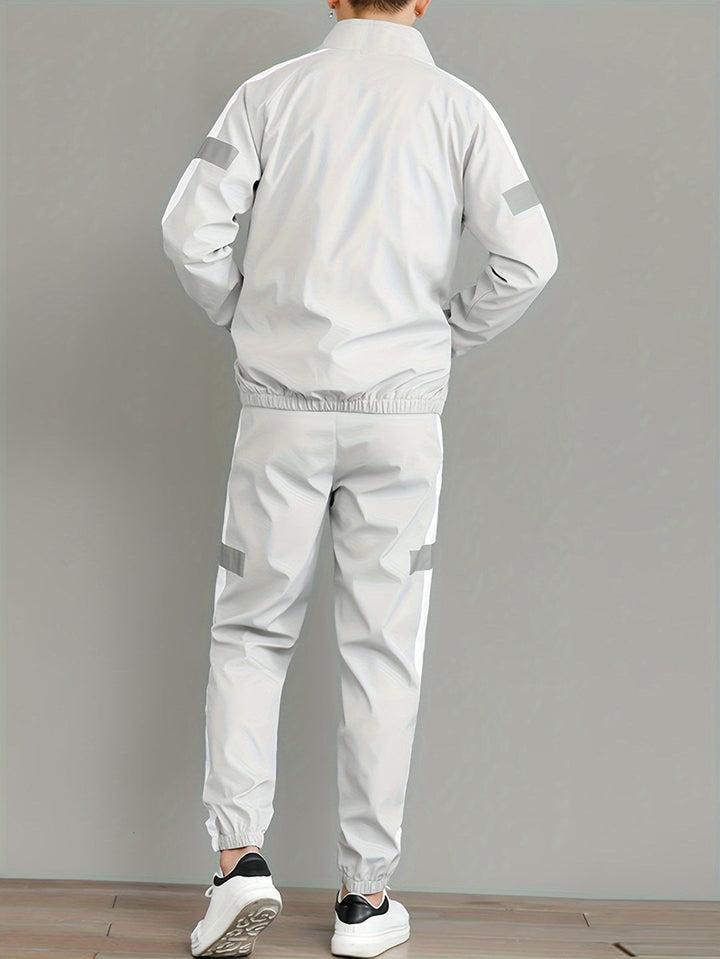 Set Sportivo Uomo | Giacca Zip-Up Riflettente & Pantaloni da Jogging | Traspirante & Confortevole