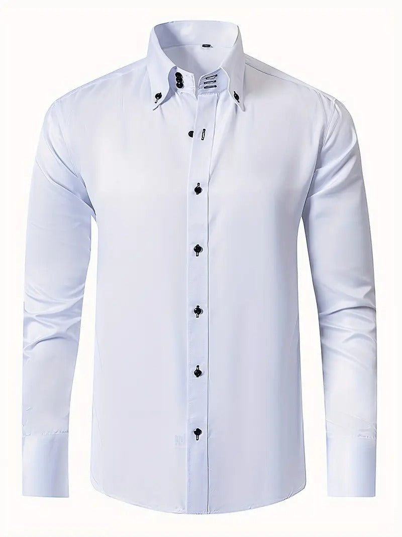 Camicia Formale da Uomo | Elegante & Professionale | Maniche Lunghe & Chiusura con Bottone | Abbigliamento Primaverile