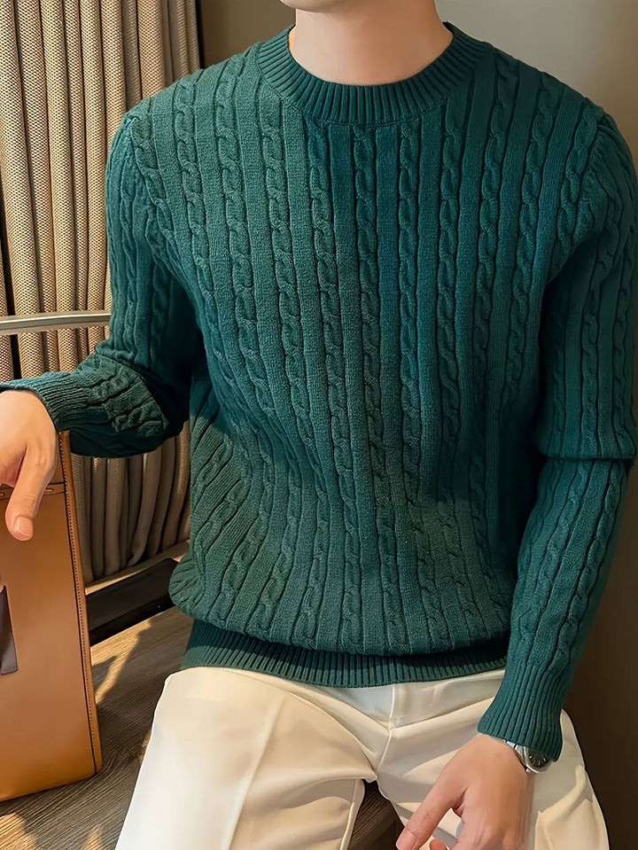 Maglione Uomo a Treccia | Girocollo | Maniche Lunghe | Viscosa