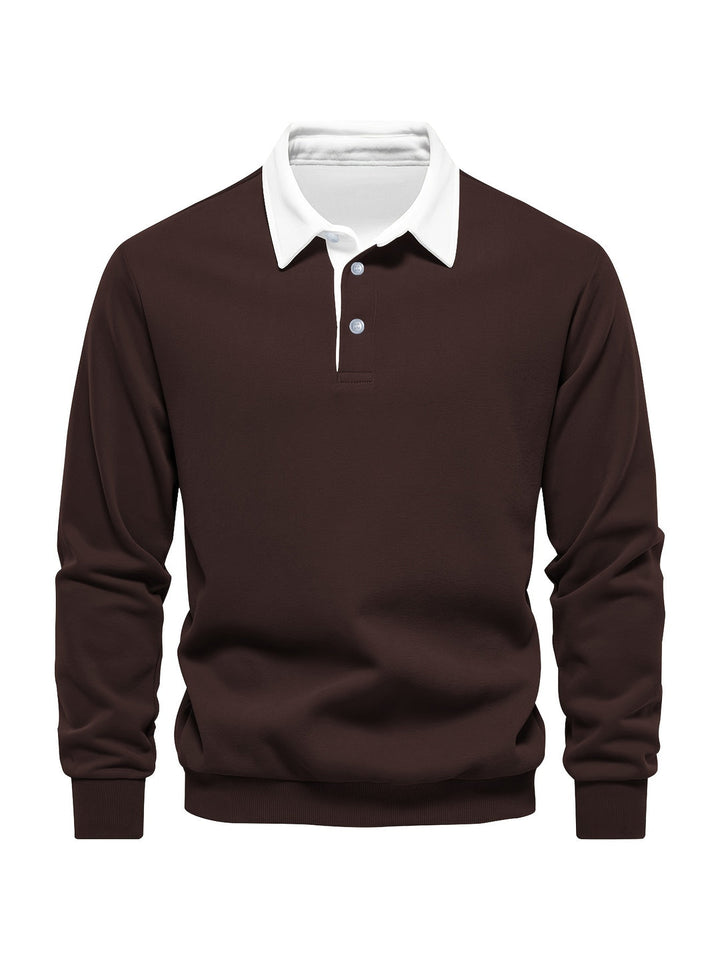 Camicia Casual da Uomo | Maniche Lunghe | Morbido Tessuto | Colletto Bianco