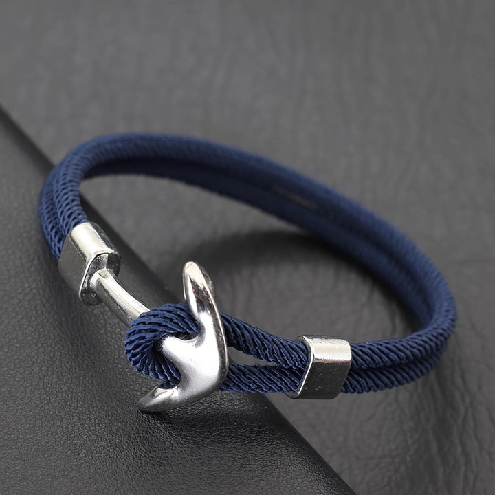 Bracciale da Uomo | Corda Milanese Nautica | Ancora Argentata & Design Sportivo | Nylon