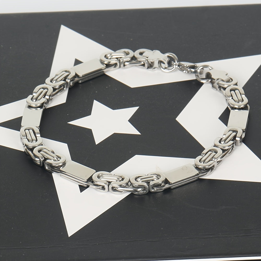 Set Collana e Bracciale da Uomo | Acciaio Inossidabile | Maglie Piatte & Design Elegante