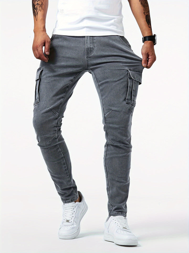 Jeans Cargo Uomo | Vestibilità Slim | Molteplici Tasche & Stretch | Stile Casual Urbano