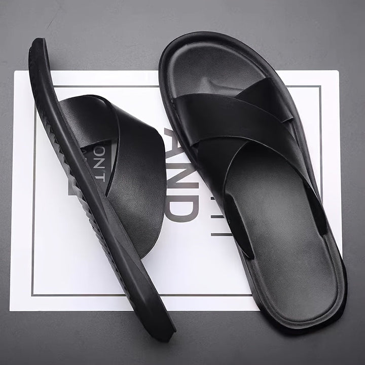 Pantofole da Uomo | Sandali Aperto con Cinghie Incrociate | Suola in PU e Gomma Antiscivolo | Scarpe Estive Leggere