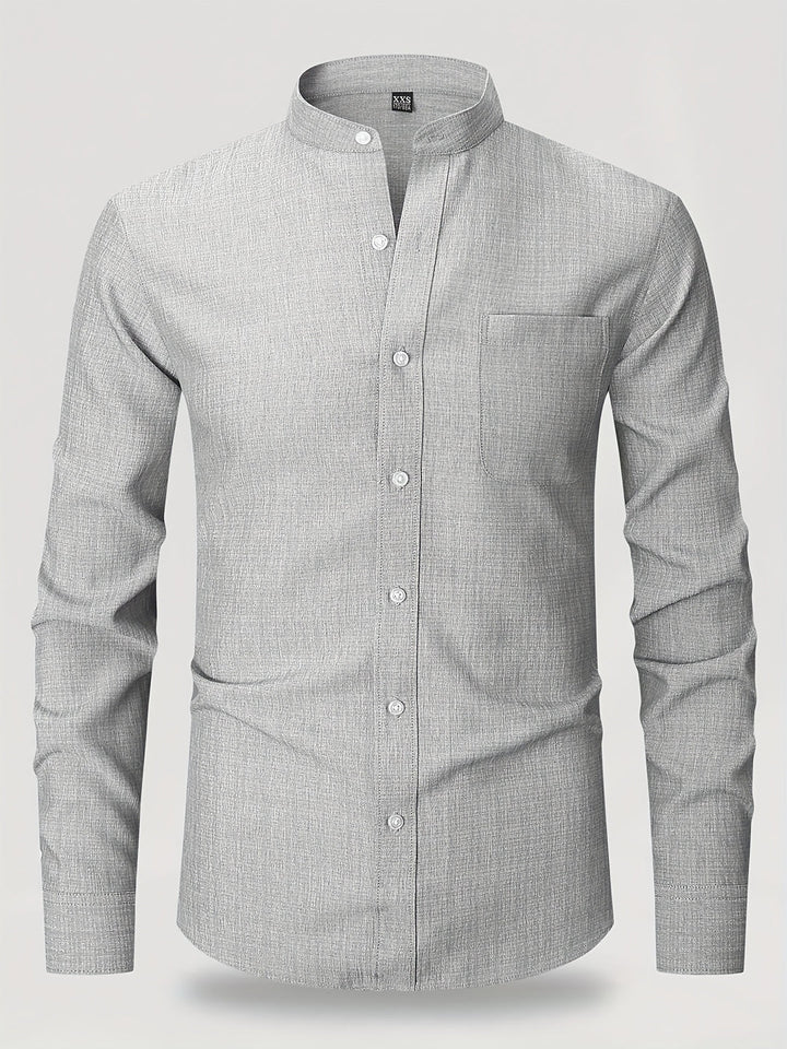Camicia da Uomo | Maniche Lunghe con Taschino | Girocollo & Tinta Unita | Poliestere
