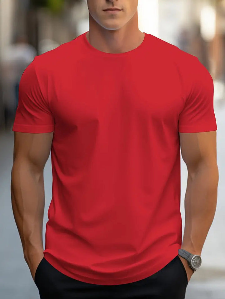 T-Shirt da Uomo | Tinta Unita con Girocollo | Stile Streetwear Ampio | Poliestere