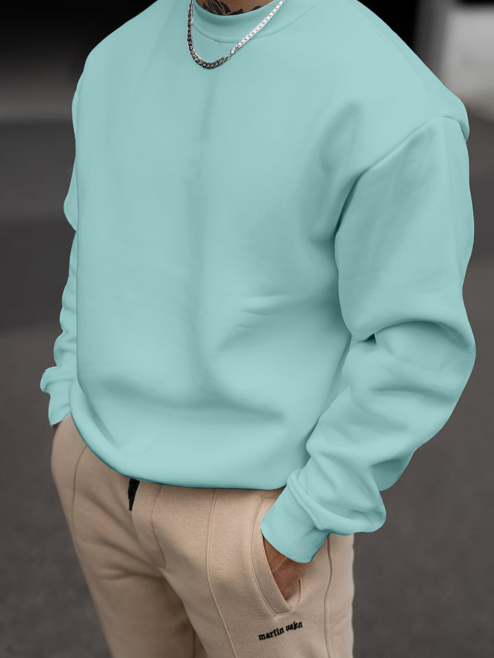 Felpa da Uomo | Stile e Versatilità | Colore Unito con Collo Rotondo | Primavera e Autunno