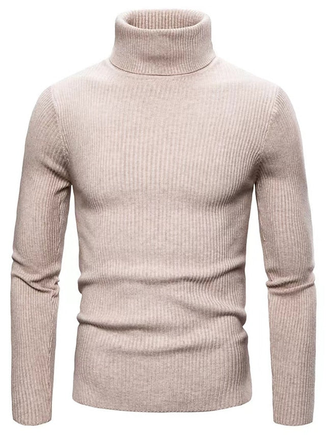 Maglione Uomo in Maglia | Collo Alto | Slim Fit | Tinta Unita | Invernale Casual