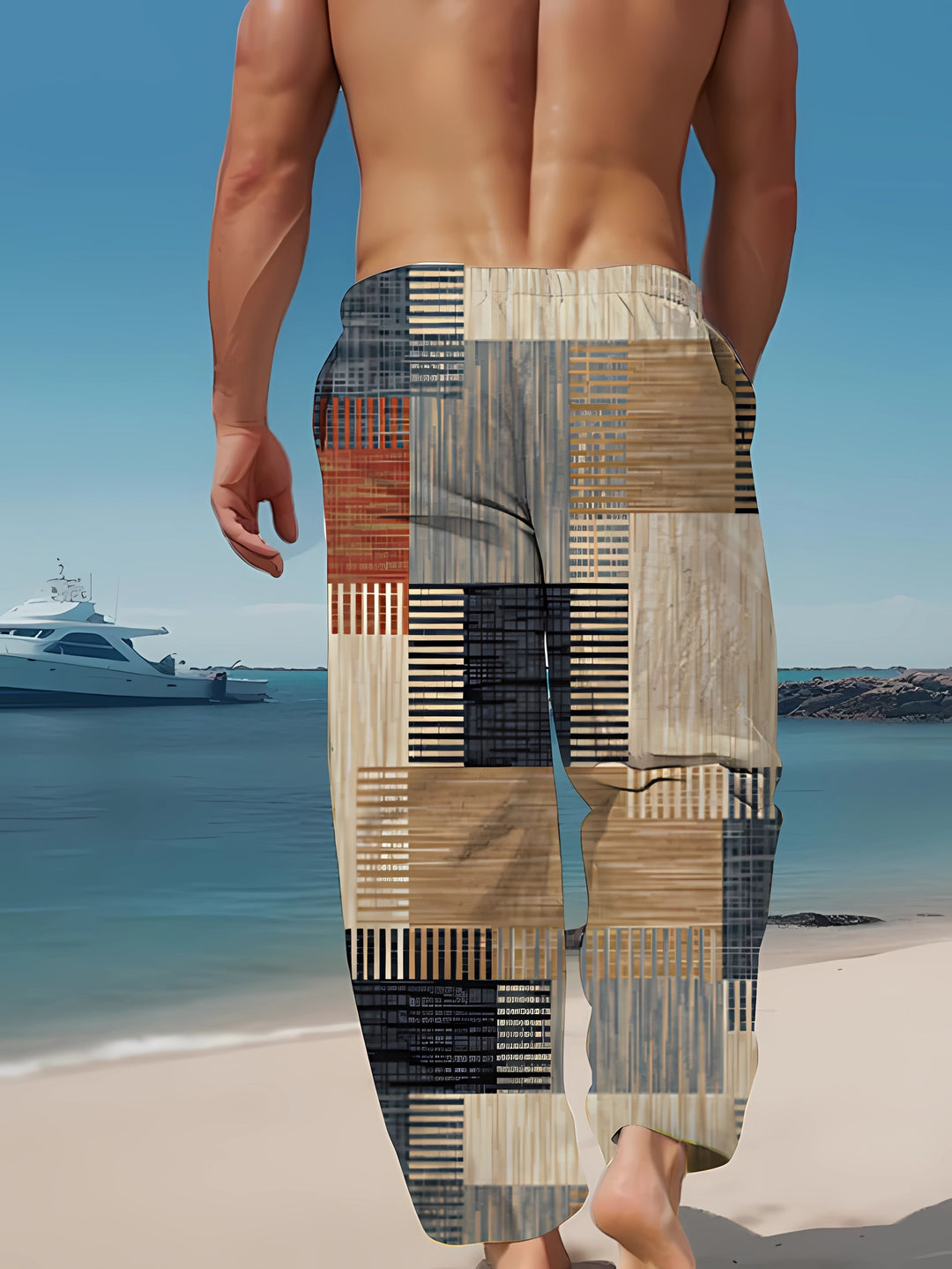 Pantaloni Uomo | Vestibilità Ampia | Motivo Geometrico & Confortevole | Outdoor & Casual