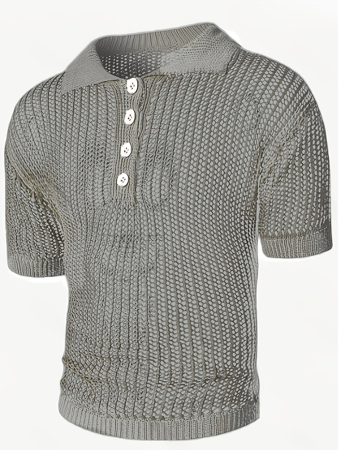 Maglione da Uomo | Lavorazione Ampia a Maglia | Scollo a V con Bottoni & Motivo in Pizzo | Casual & Elegante