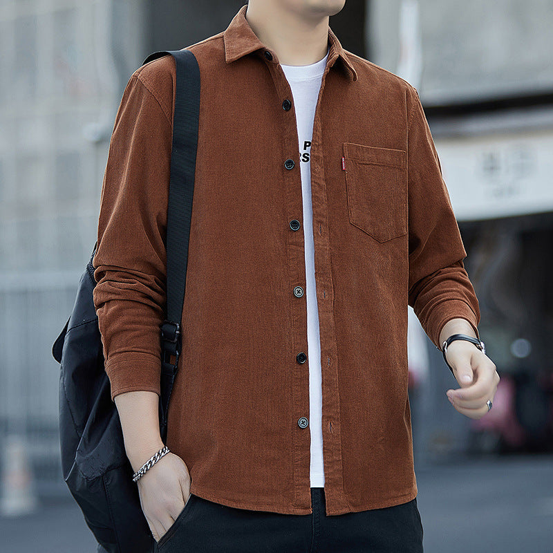 Giacca Camicia in Corduroy da Uomo | Casual & Trendy | Chiusura a Bottoni & Tasche sul Petto