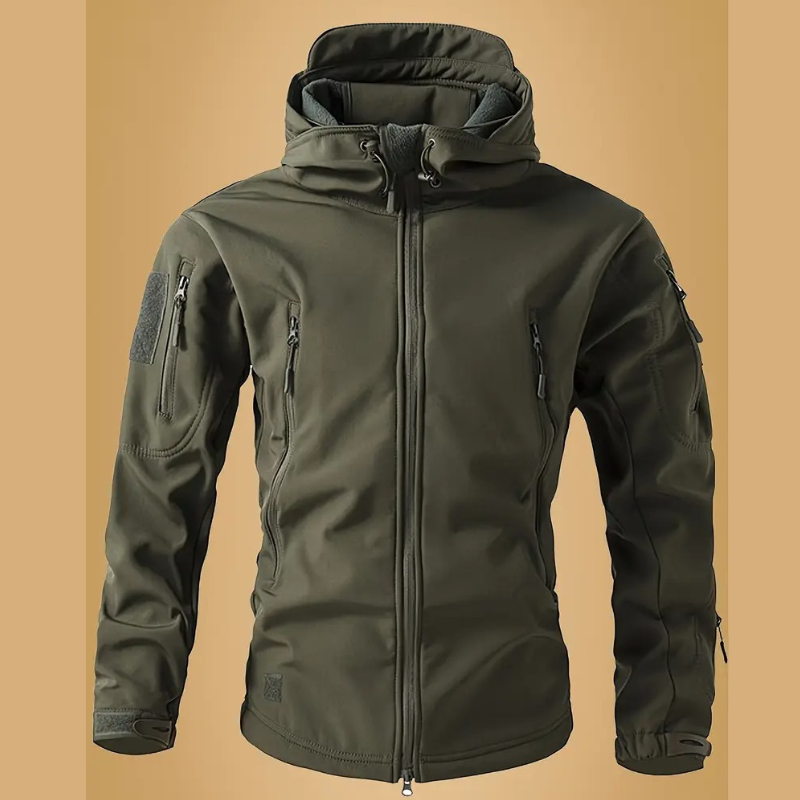 Giubbotto Uomo Invernale | Slim Fit Tattico | Softshell Antivento | Con Cappuccio