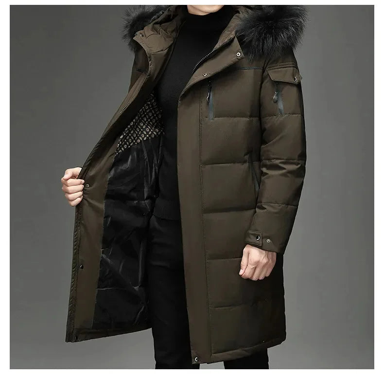 Giacca Invernale Uomo | Parka Uomo Lungo con Cappuccio in Pelliccia Sintetica