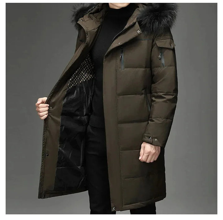 Giacca Invernale Uomo | Parka Uomo Lungo con Cappuccio in Pelliccia Sintetica