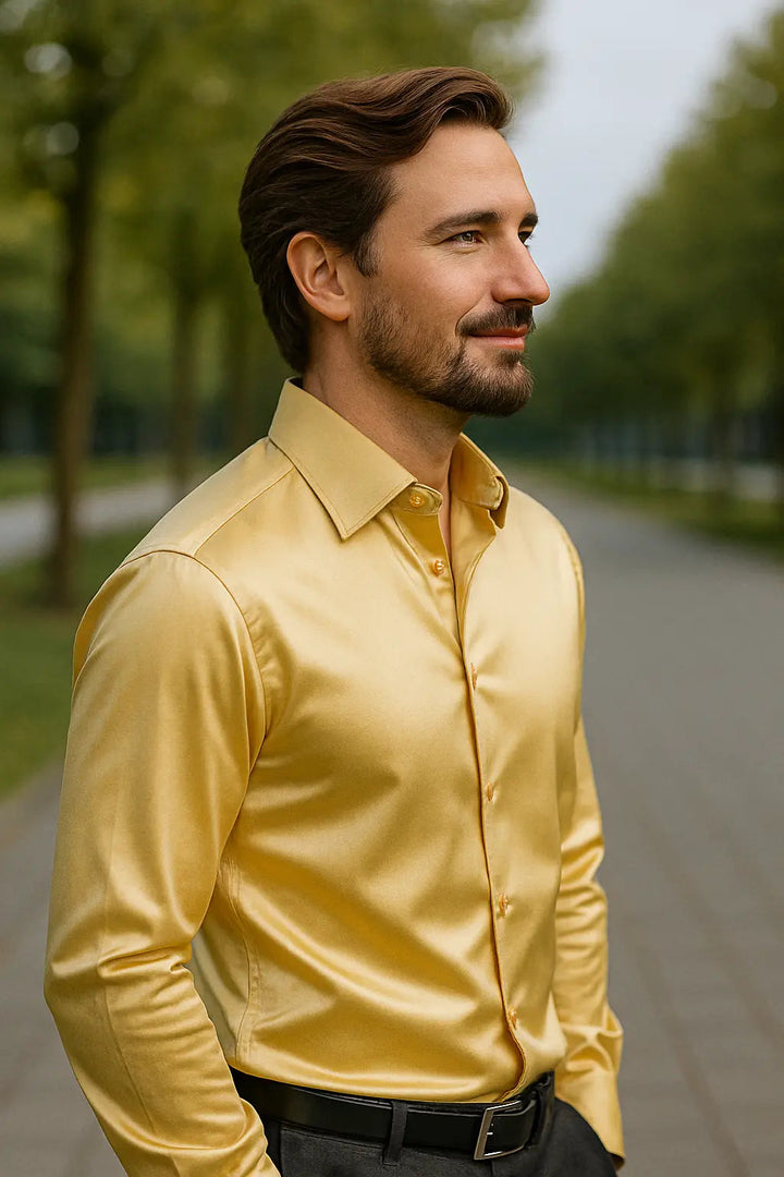 Camicia da Uomo | Slim Fit & Luxe | Maniche Lunghe | Per Look da Festa & Smoking