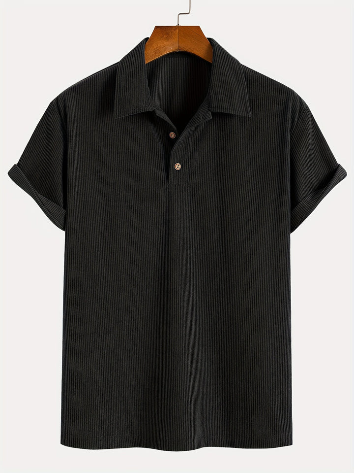 Camicia da uomo | Struttura a coste, Traspirante e Confortevole | Maniche corte