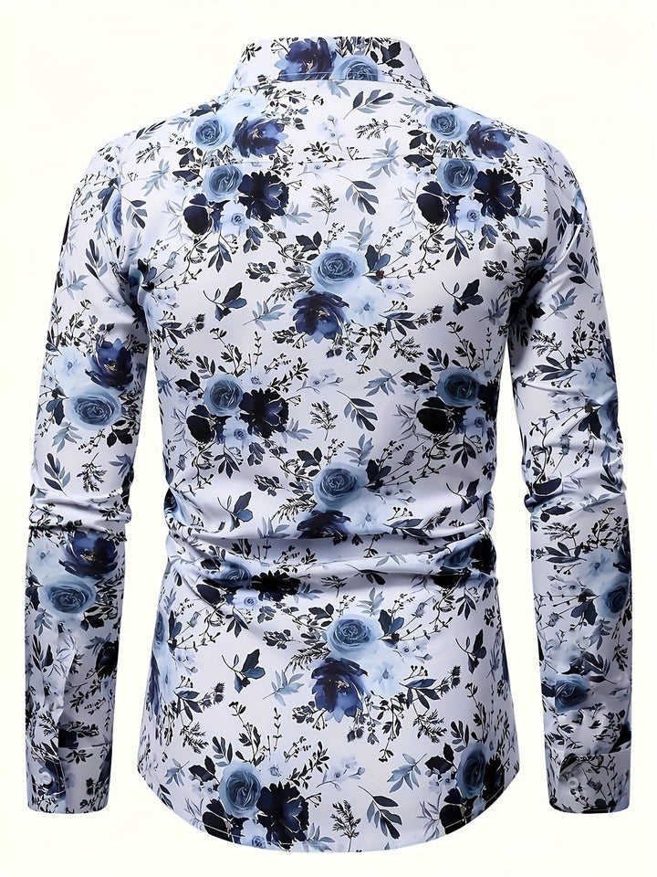 Camicia da Uomo | Stampa Floreale | Leggera & Confortevole | Maniche Lunghe & Colletto