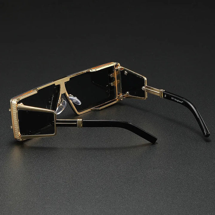 Occhiali da Sole Uomo | Design Steampunk Quadrato | Metallo di Lusso & Protezione UV | Stile Vintage
