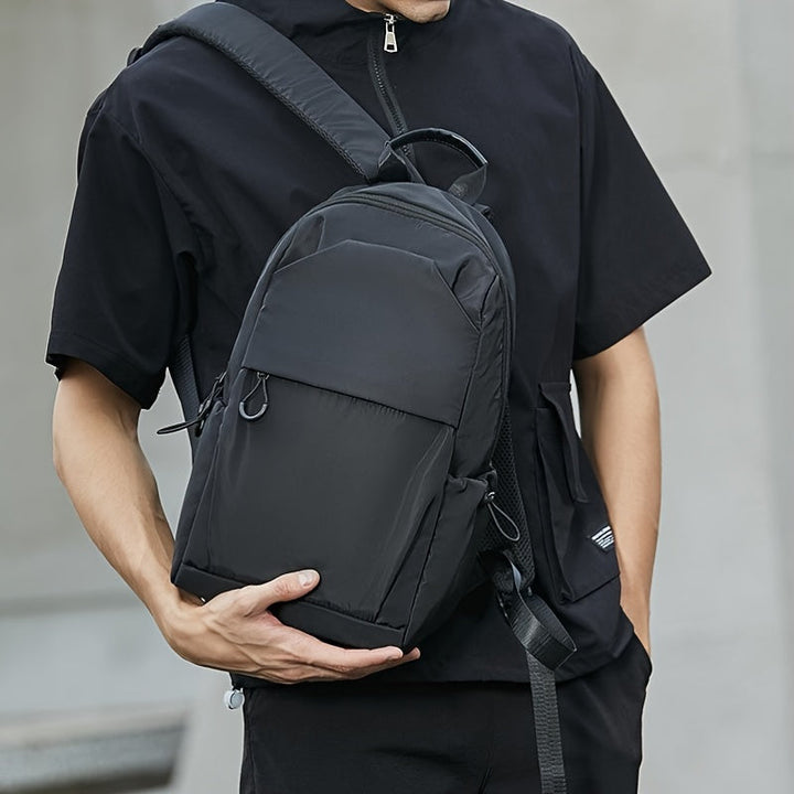 Zaino Mini Heren | Leggero & Durevole | Multi Tasche | Tessuto Oxford Nero