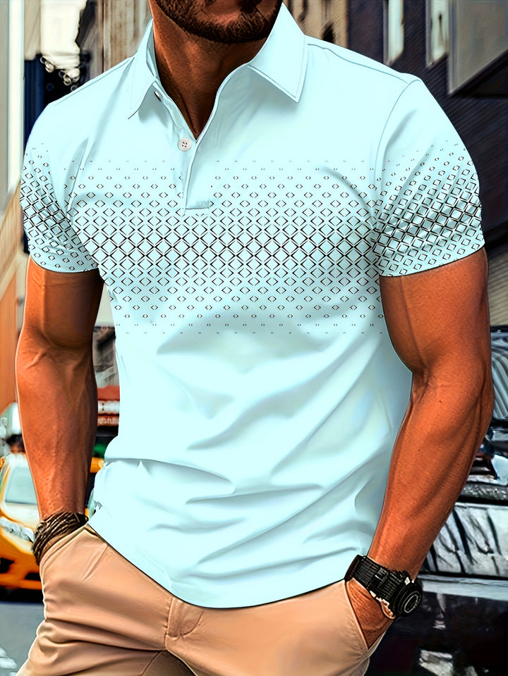 Polo da Uomo | Stampa Diamante Nera | Confortevole & Stretch | Manica Corto