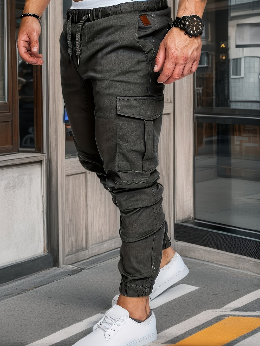 Pantaloni Cargo da Uomo | Casual & Confortevoli | 100% Cotone | Colore Unito con Tasche