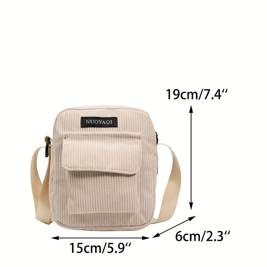 Borsa a Tracolla da Uomo | Velluto a Corda | Più Tasche & Cintura Regolabile