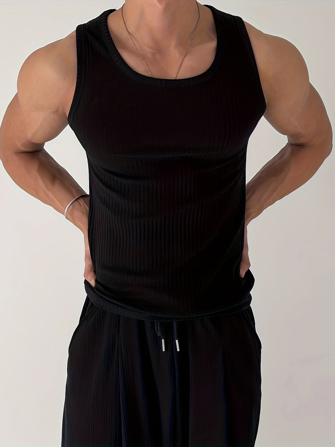 Canotta Uomo | Tessuto a Coste & Senza Maniche | Traspirante & Elasticizzata | Per Fitness & Corsa Estate