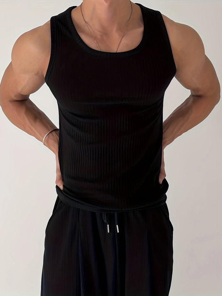 Canotta Uomo | Tessuto a Coste & Senza Maniche | Traspirante & Elasticizzata | Per Fitness & Corsa Estate
