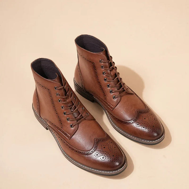 Stivali da uomo | Design Italiano | Modello Alto & Chiusura con Lacci | Retro PU Pelle
