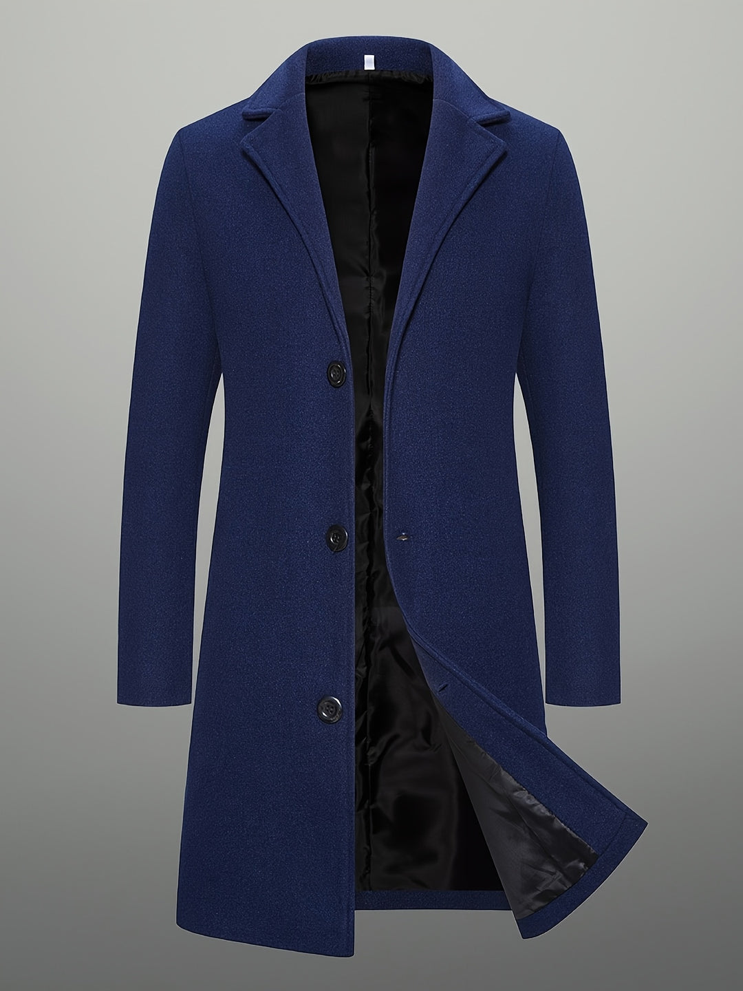 Cappotto da Uomo in Tweed Lunghezza Media | Monopetto con Bottoni | Collo a Rever | Poliestere