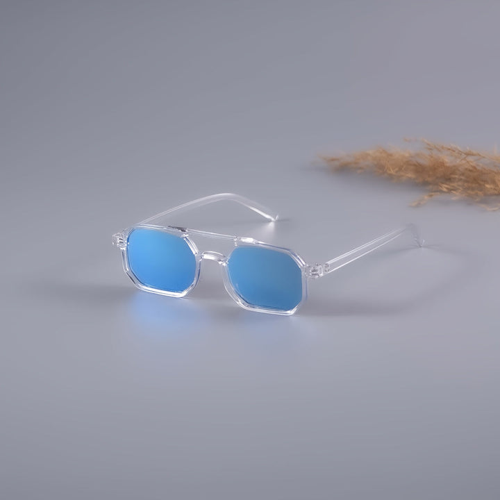 Occhiali da Sole Vintage da Uomo | Ponte Doppio Poligonale | Montatura Trasparente & Protezione UV