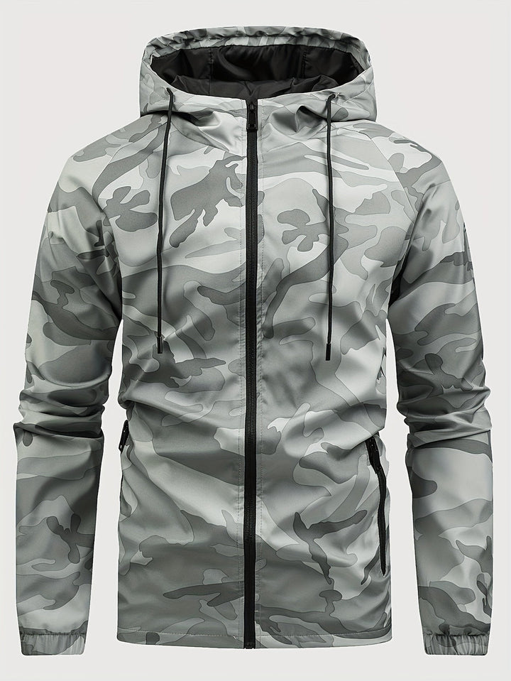 Giacca a vento da uomo | Stampa camouflage & Cappuccio | Sostenibile & Funzionale