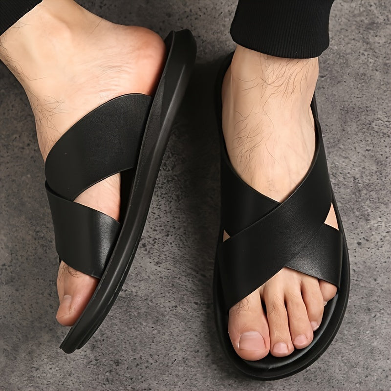 Pantofole da Uomo | Sandali Aperto con Cinghie Incrociate | Suola in PU e Gomma Antiscivolo | Scarpe Estive Leggere