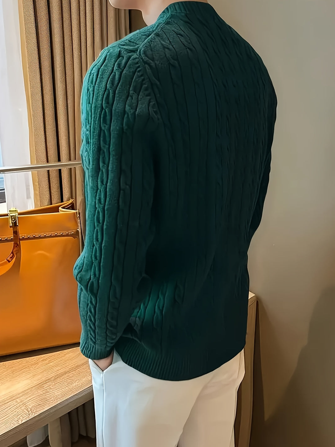 Maglione Uomo a Treccia | Girocollo | Maniche Lunghe | Viscosa